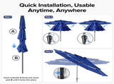 10 FT 3-Layer Solar Patio Umbrella, 32 LED Lights Market Umbrella with Adjustable Tilt, 8-Rib 79057814