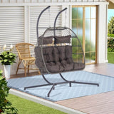 ZUN 2 Person Outdoor Rattan Hanging Chair Patio Wicker Egg Chair W87471510