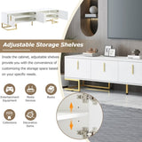 ON-TREND Modern TV Stand Metal Legs and Gold Handles for TVs Up to 80'', Media Console Table WF325614AAK