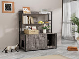 Large Cat Litter Box Enclosure Shelf Storage, Hidden Cat Washroom Furniture, Wooden Cat House W578P303859
