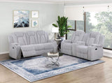 Light Gray Double Reclining Sofa with Cup Holders Ultra Comfort Premium Corduroy Upholstery Living B011P501907