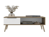 Basset Coffee Table, 1 Drawer, 1 Shelf, 4 Legs, Natural Oak / White B097P474258