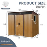 8 ft x 6 ft Outdoor Metal Storage Shed with Window and Transparent plate for Garden, Lawn W540P185325