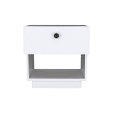 Single Drawer Nightstand 19"H with Open Storage Shelf, White B097133073