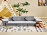14-Piece Modular Kids Sofa Set All-Sponge Construction Grey Corduroy Free Combination Design 47215748