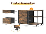 Wood Filing Cabinet with Casters, Weathered Wood Fluted, Iron Clad Wood, Melamine Faced, 3 Tall 62583887