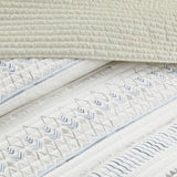 3 Piece Printed Microfiber Seersucker Quilt Set Taupe/Blue King/Cal King B03597655