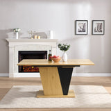 61.81 inch Extendable Dining Table with Built-in Storage, Modern Wooden Table with Sturdy W2317P251946