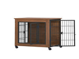 27.2" Dog Crate Furniture with Wheels for Small Dogs, Heavy Duty Dog Kennel Indoor with 2 Doors, 94926706