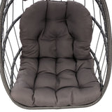 ZUN Outdoor Wicker Rattan Swing Chair Hammock chair Hanging Chair with Aluminum Frame and Dark Grey W34965382