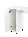 ZUN Home Office Computer Desk Table with Drawers White nail art table with wheels 48850997