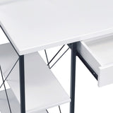 White and Black Office Desk with Open Shelves and Hutch B062P184529