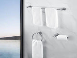 Bathroom Hardware Set, Thicken Space Aluminum 3 PCS Towel bar Set- Gun Grey 16-27 Inches Adjustable 10204461