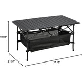 Folding Camp Table with Large Storage and Carrying Bags, for Indoor, Outdoor, Picnic, Party, 37"x 34227674