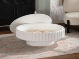 Round Fluted Storage Table with Lift-Off Lid, Sleek Texture, Perfect for Modern Living W3081P389033