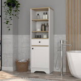 Light Oak and White 1-Drawer 3-Shelf Linen Cabinet B06280551