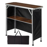 Portable Folding Bar Table with Shelf, Tradeshow Podium Table with Black Skirt and Carrying Bag, for 74020980