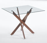 Dining Table with cross metal leg and tempered glass,Modern Space Saving Kitchen Table for Living W234P311867
