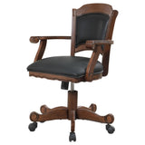 Black and Tobacco Upholstered Game Chair with Casters B062P145543