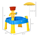 ZUN 2 in 1 cover sandbox with outdoor umbrella and multiple toys 03453644