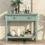 ZUN Series Console Table Traditional Design with Two Drawers and Bottom Shelf Acacia Mangium 00130614