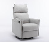 038-Cotton Linen Fabric Swivel Rocking Chair Glider Rocker Recliner Nursery Chair With Adjustable W527134470