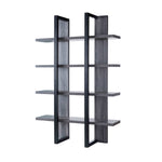 ZUN 4- Tier Display Organizing Cabinet, Tall Bookcase with Open Shelving- Distressed Grey & Black B107131114