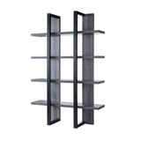 ZUN 4- Tier Display Organizing Cabinet, Tall Bookcase with Open Shelving- Distressed Grey & Black B107131114