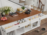 63'' Large Dog Crate Furniture for Double Dog, Wooden Dog Kennel with 2 Drawers,Divider and Sliding W2557P231672