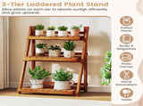 Acacia Wood 3-Tier Ladder Plant Stand, Foldable Indoor Outdoor Display Rack 15875335