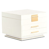 Elegant LED Jewelry Box with 3-Color Mirror Light & Ambient Glow White Cabinet & Pink Velvet 30731436