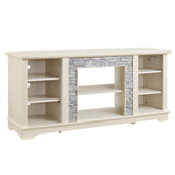 Mantel Stone TV Media Stand with with Faux Stacked Stone Surround, Modern Entertainment Console with W1758P187685
