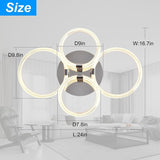 Modern LED Flush Mount Ceiling Light with Dimmable Remote Control, 6Rings Acrylic for Bedroom, 98567404