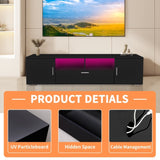 ZUN Modern TV stand with LED Lights Entertainment Center TV cabinet with Storage for Up to 75 inch for W162594688