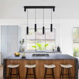 ZUN Angelina 6 - Light Matte Black Kitchen Island Pendant[No Bulb][Unable to ship on weekends, please 82077790