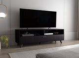 Tv Stand, 1 Door, 2 Shelves, Black Wengue B097P350289