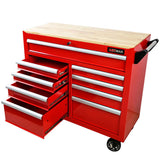 9 DRAWERS MULTIFUNCTIONAL TOOL CART WITH WHEELS AND WOODEN TOP W1102139230