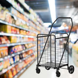 Shopping Cart with Shelf,Grocery Cart on Wheels, Foldable Utility Shopping Carts with Double Basket 85345165