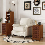 End Table with 3 Drawers, Corner Table with 2 Open Shelves, Tall Side Table for Bedroom and Corner, W2593P289146