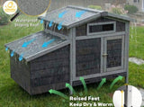 Outdoor Gray Free-Range Wooden Chicken Coop with Asphalt Roof, Pull-Out Tray, Nesting Box with Easy W773P461967