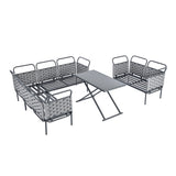 ZUN 5-Piece Modern Patio Sectional Sofa Set Outdoor Woven Rope Furniture Set with Glass Table and 20426413