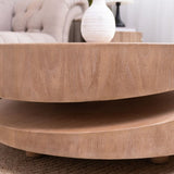 Modern Round Wood Coffee Table 31.3" Natural Finish Accent Table for Living Room W2729P270755