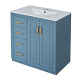 30'' Bathroom with Ceramic Sink Combo,Solid Wood Frame Bathroom Storage Cabinet, Freestanding N710P191970M