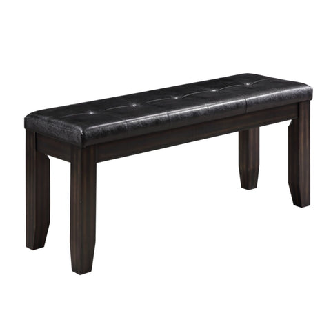ZUN Black and Espresso Bench with Tufted Cushion B062P181299