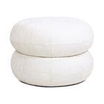 ZUN Nest 19.5" Low Round Upholstered Ottoman, Almond White Chenille B2719P269261