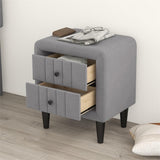 ZUN Upholstered Wooden Nightstand with 2 Drawers,Fully Assembled Except Legs and Handles,Velvet Bedside 20759062