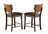 ZUN Set of 2pc Counter Height Chairs Dining Room Walnut Finish Solid wood Dark Chocolate Fabric B011P214969