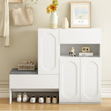 ON-TREND Elegant 2-in-1 Shoe Cabinets with Soft Cushion, Modern Storage Bench with Arched Doors & N721P245716K