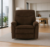 Man Wah Cozy Upholstered Swivel Recliner, Chocolate B2707P311420