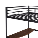 ZUN Twin Metal Loft Bed with Desk, Ladder and Guardrails, Loft Bed for Bedroom, Black MF286452AAB